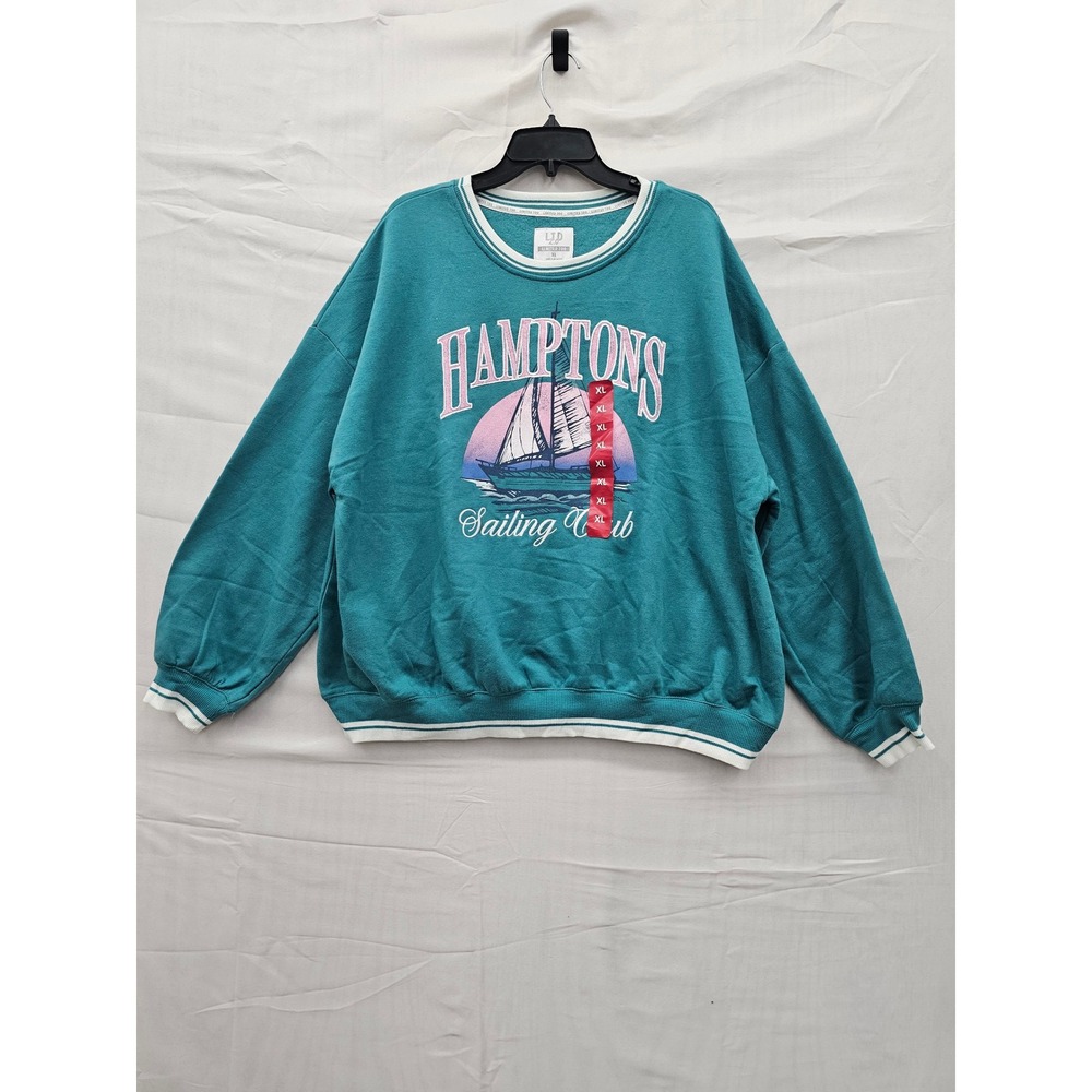Limited Too Womens Hamptons Sailing Club Graphic Sweatshirt Aqua XL 300338J